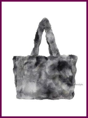 Large Faux Fur Tote Bag Plush Furry Shoulder Handbag for Women